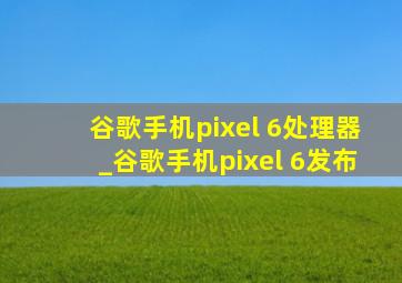 谷歌手机pixel 6处理器_谷歌手机pixel 6发布